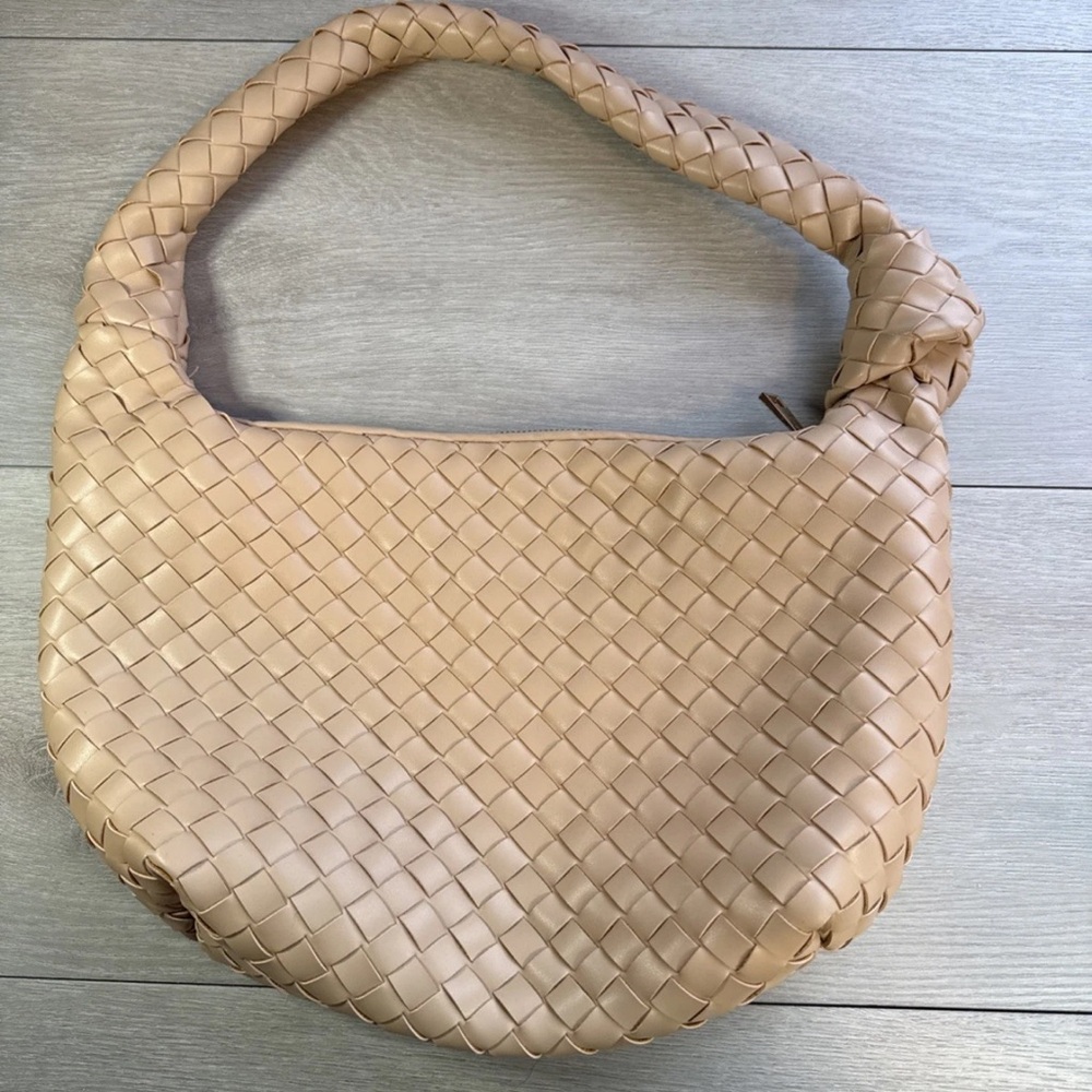 A New Day Women's Woven Hobo/Slouchy Style Shoulder Bag in Tan - Picture 2 of 4